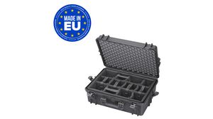 Watertight Case with Foam and Padded Dividers, 33.95l, 555x428x211mm, Polypropylene (PP), Black